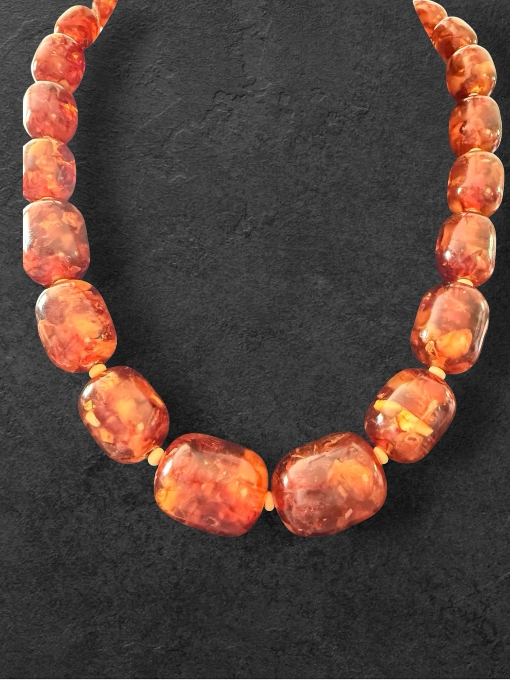 Stunning Vintage Reconstructed/Pressed Amber Fragment Necklace” 16”  48g